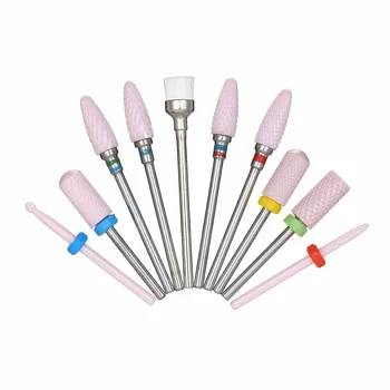 

10pcs Ceramic Nail Drill Bits Pedicure & Manicure Drill Bit Set with Plastic Storage Case Nail Supplies for Removing Nail Gel