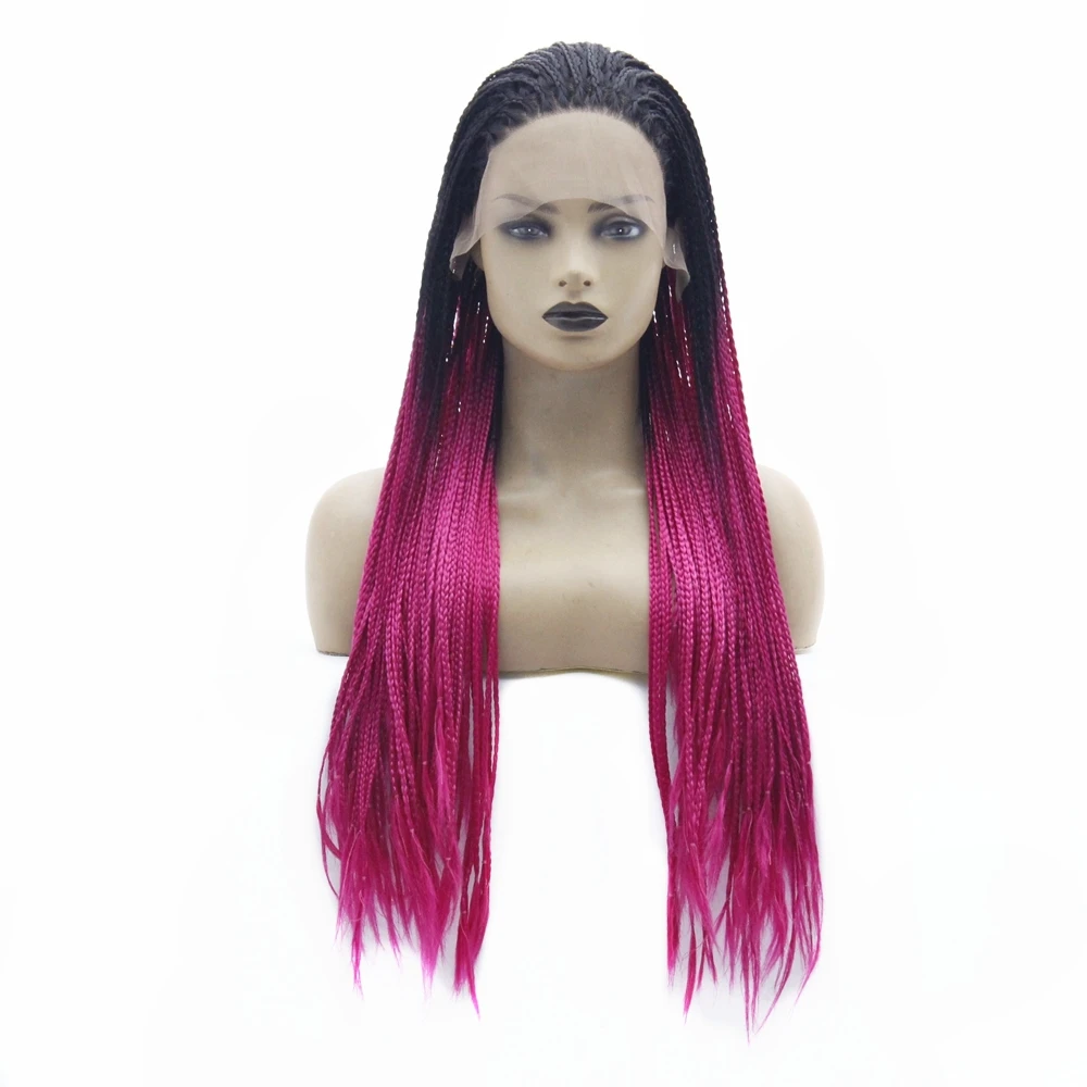 Dark Roots Ombre Blonde Box Braids with Baby Hair Long Synthetic Lace Front Wig Fashion Women's Braided Wig for Women Free Part