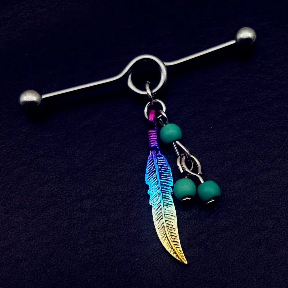 Перьевая бусина для ушной хрящ нержавеющая сталь 14 г 1 шт.|ear jewelry|jewelry jewelrystainless steel |