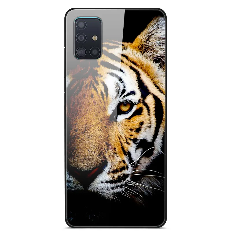 Для samsung A51 A71 чехол с милым рисунком стекло твердая задняя крышка для samsung Galaxy A51 SM-A515F чехол A 71 SM-A715F TPU бампер A 51