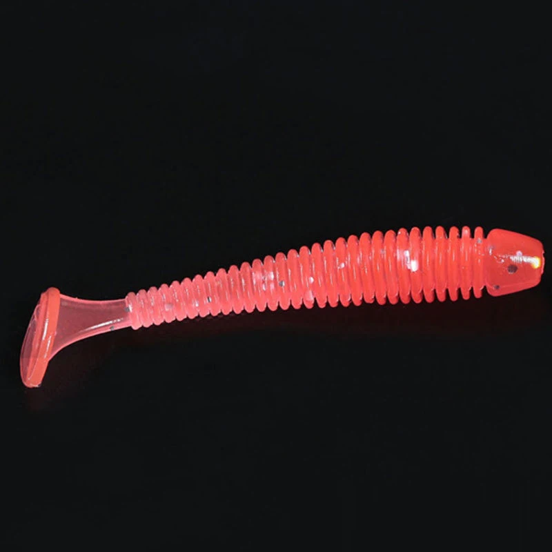 

40PCS Bionic Fishing Lure Artificial Soft T-tail Fluorescent Worm Bait Fishing Tackle SMN88