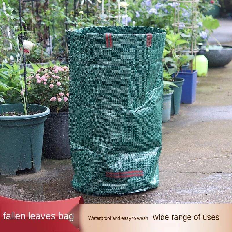 

TECHTIMES (2PCS) Foldable Leaf Trash Can for Garden Lawn Heavy Duty Garden Rubble Waste Woven Rubbish Bags Yard Waste Bins