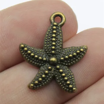 

WYSIWYG 15pcs/lot Jewelry Making DIY Handmade Craft Charms Antique Bronze Color 23x19mm Starfish Pendant