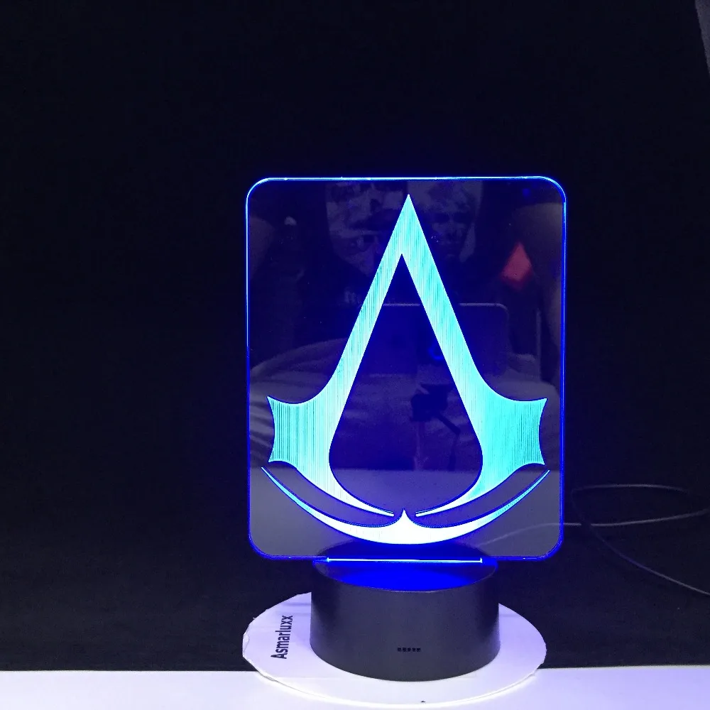 Assassins Creed игры Логотип 3D светодиодный Ночной светильник подарок для детей Украшения в спальню Цвета изменение Кабинет Светодиодный Ночной светильник лампа AW-2872