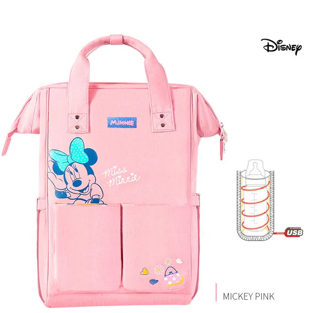 14 Disney Пеленки сумки для мамы USB бутылка изоляционная Сумка для беременных подгузник тепловой Микки Минни мумия рюкзак сумочка для ухода за ребенком - Цвет: 14