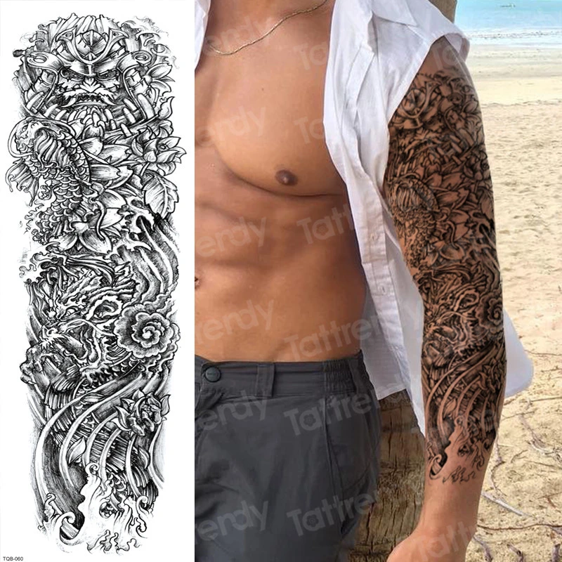 Temporary Body Tattoo Skull Sleeve Tattoo Designs For Men Tatto Big Large Sleeve Tatto Black Sexy Tattoos Boys Arm Shoulder New Temporary Tattoos Aliexpress