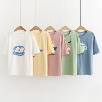 

2020 T Shirt Women Casual Short Sleeves T-Shirt Top O-NeckTshirt Cotton three colors