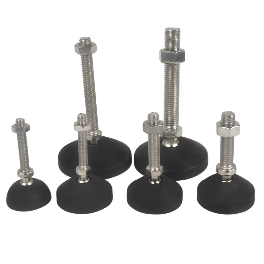 

Adjustable Furniture Glide Leveling Feet Pad Dia 40MM 50MM 80MM Nylon Base Universal Joint Threaded M8 M10 M12 M16 Pack of 4