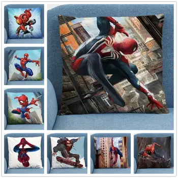 

Marvel Spiderman Cartoon Character Pillow Covers For Sofa Home Decor Soft Short Plush Cushion Case Throw Pillow Case 45x45cm