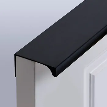

KK&FING Aluminum Alloy Invisible Handle Black Kitchen Cabinet Door Handles Wardrobe Cupboard Door Knob Furniture Handle Hardware