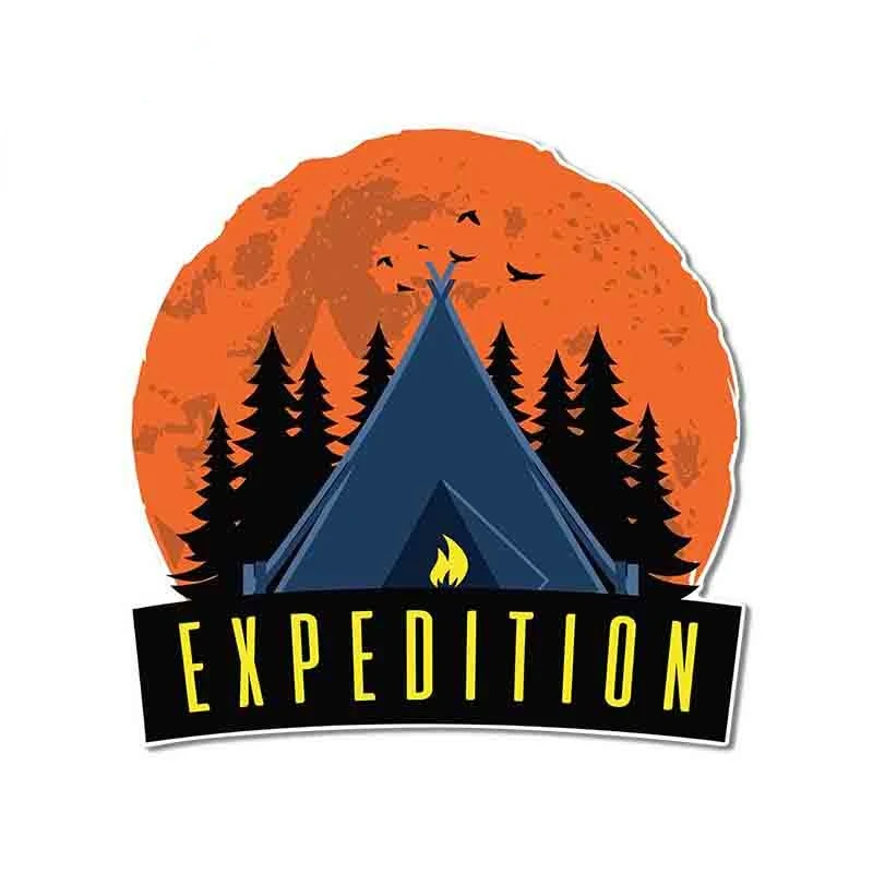 

Personality Creative Car Stickers Adventure Night Expedition Campfire Camping Car Stickers Decoration Waterproof Decal Kk13*13cm