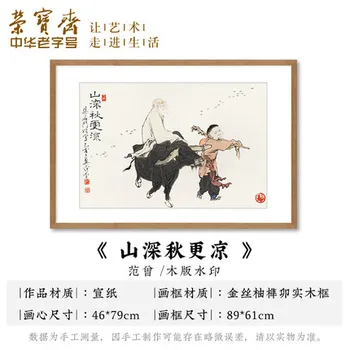 

Rongbaozhai decorative painting modern Chinese bedroom living room porch mural Chinese painting fan Zeng woodblock watermark