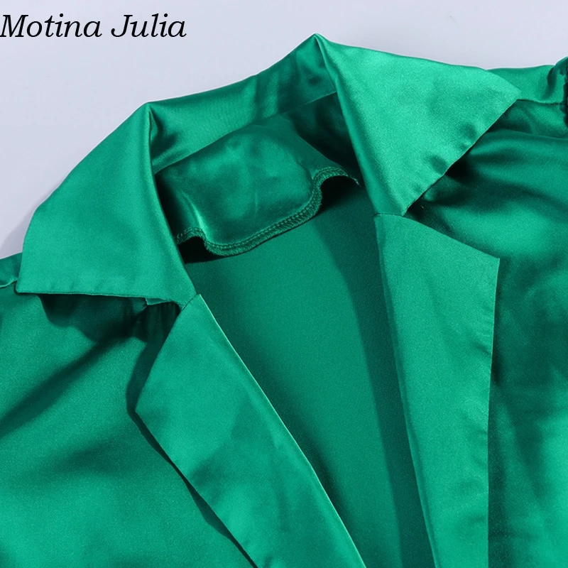 Motina Julia, сексуальное сатиновое платье с рукавами-фонариками и бантом, короткое летнее элегантное женское платье с запахом, Осеннее короткое Повседневное платье vestidos