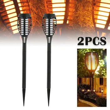 

2PCS Solar Powered LED Flame Lamp Solar Powered Torch Lights with Dancing Flame Flickering for Outdoor Garden Path Decoration
