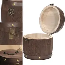 Wooden Barrel Canister Storage Caddy For Tea Leaf Flour Coffee Bean