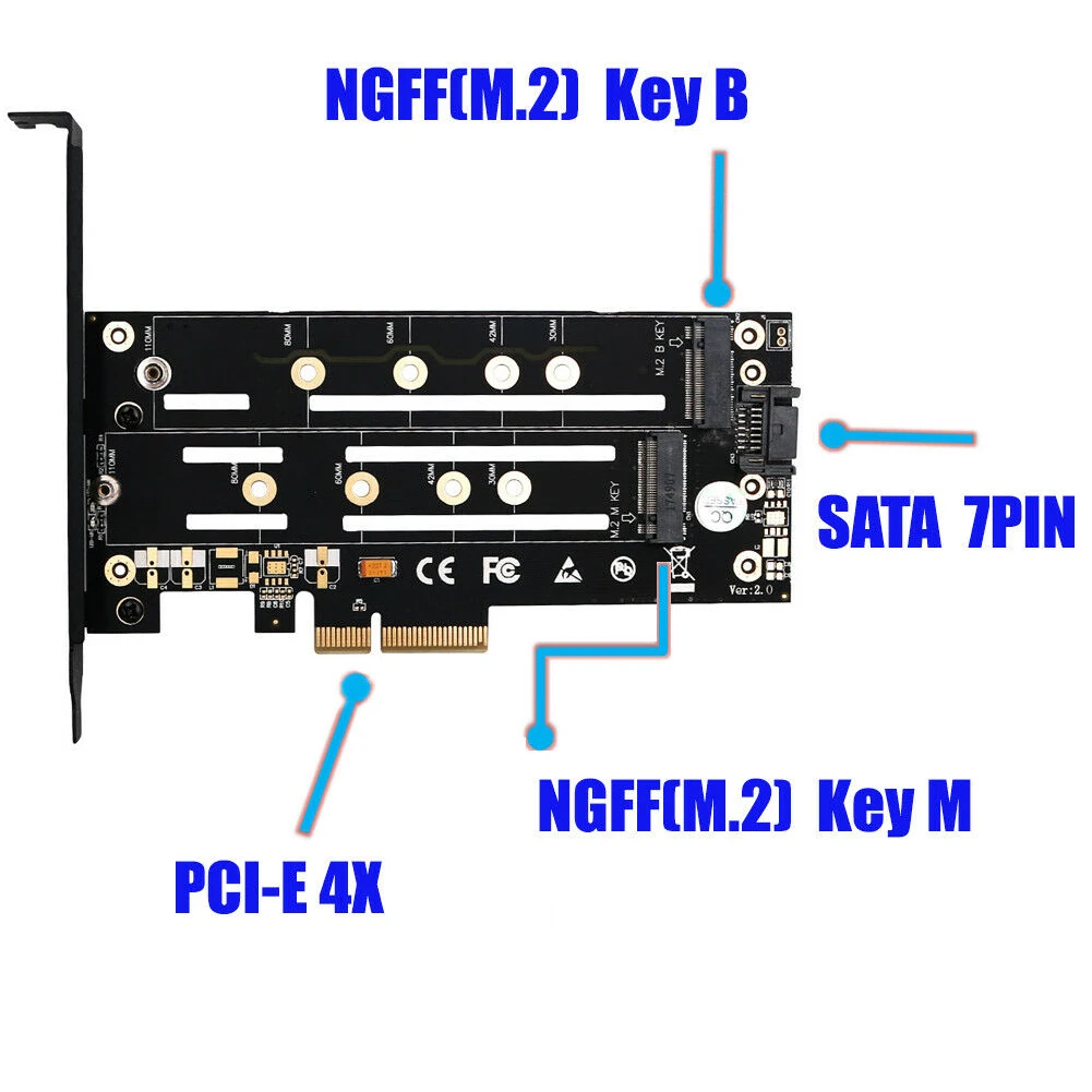 Адаптер SATA с радиатором SSD NGFF для PCI-E X4 стабильное расширение для рабочего стола высокоскоростной ключ B M NVME конвертер