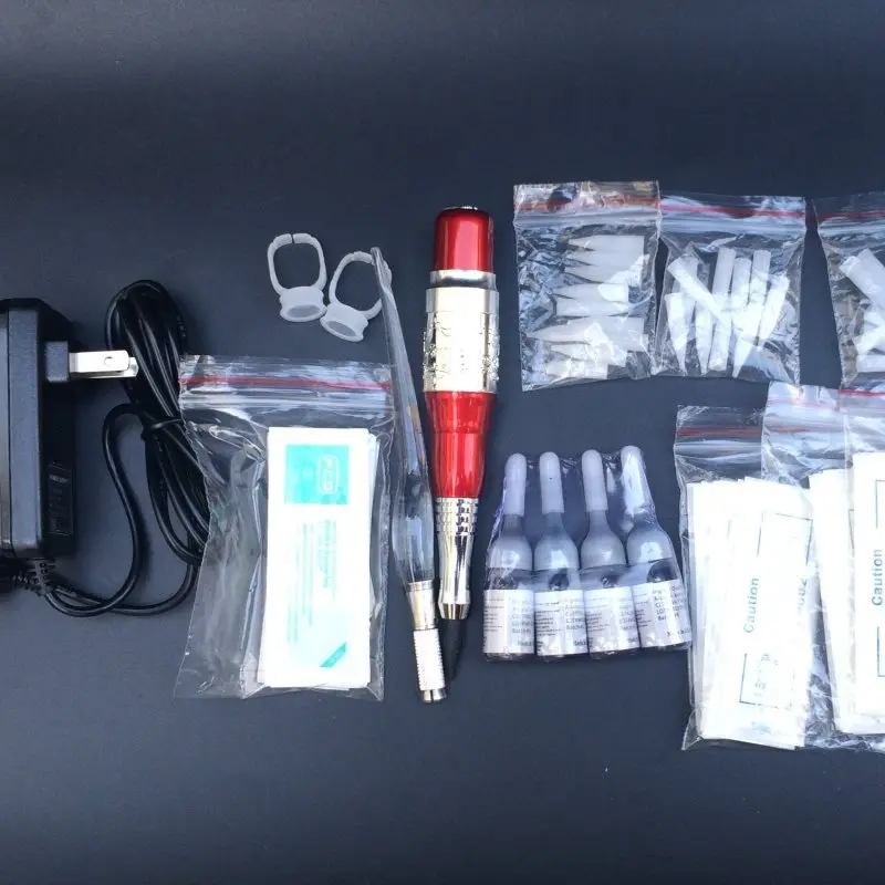 

1 Set Permanent Makeup Eyebrow Tattoo Machine Kit With Eyebrow Microblading Tattoo Pen Blades Needles Tips Power Supply