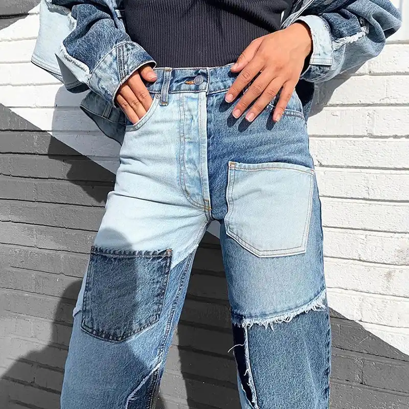 Wide leg patch jeans Clearance