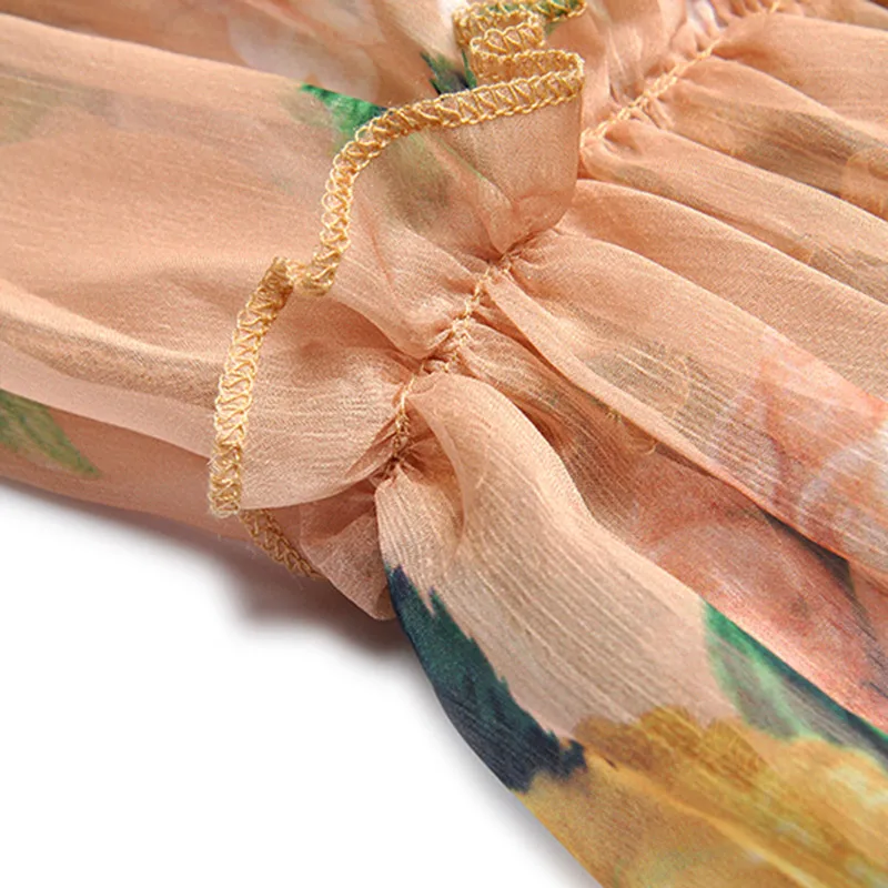 Элегантная женская одежда Цветочное длинное платье макси пояс бант воротник завязанные манжеты внешние кнопки поясом свободные, длиной до щиколотки Платье Халаты