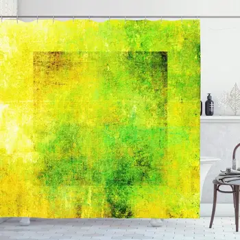 

Shower Curtain for Bathroom 72x72 Wall Brown Vintage Antique Old Texture Abstract Green Border Color Grungy Frame Paint Pattern