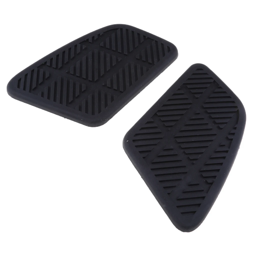 2x Rubber Black Fuel Tank Traction Pad Gas Side Knee Grip Protector Decals Sticker for Motorcycles Universal, Square Shape