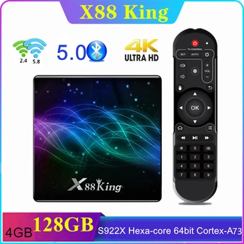 

X88 King Amlogic S922X TV Box ghAndroid 9.0 4GB RAM 128G ROM Media Player Dual Wifi BT5.0 1000M LAN 4K 60fps USB3.0 OTA X88KING
