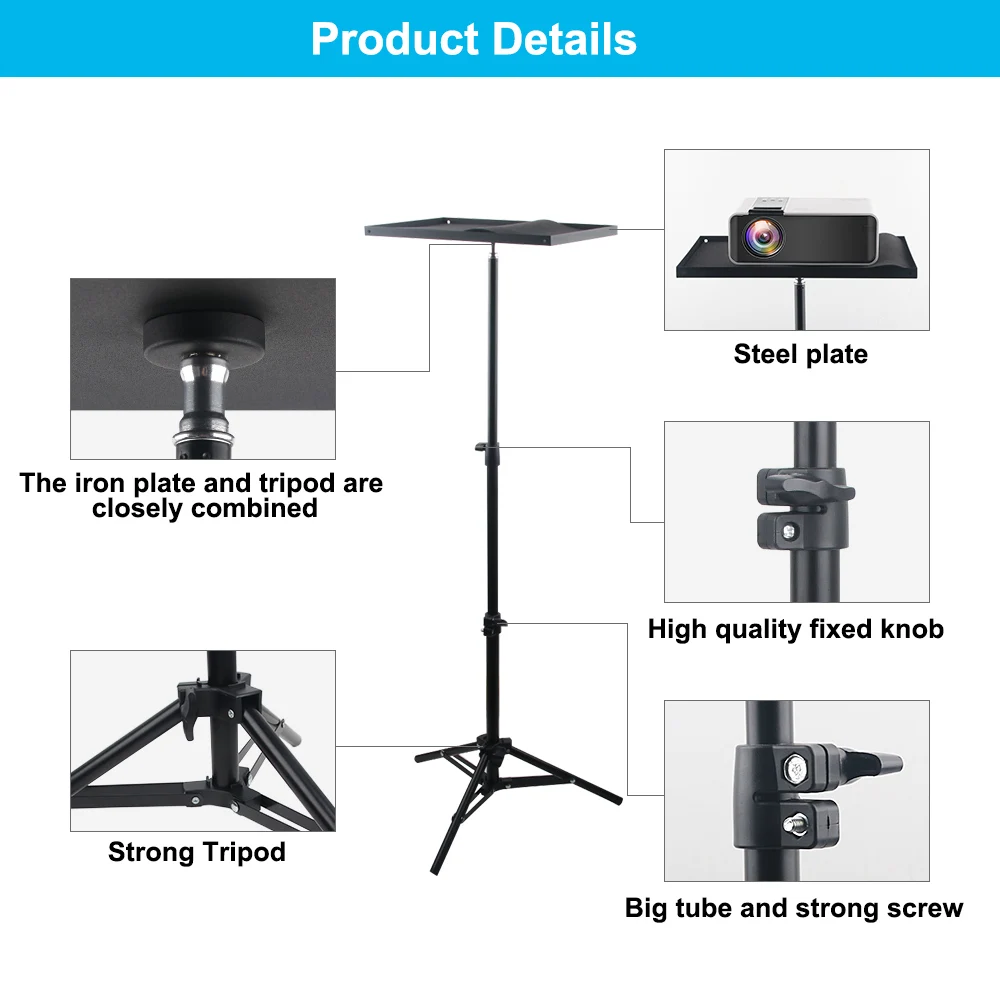Thundeal 110cm 160cm Altura-ajustável Universal Portátil Projetor Tripé para Xiaomi Smartphone Câmera Portátil Yg620 Projetor - Image 5