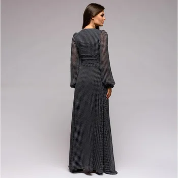 

2019 Women's Polka Dot Printed Evening Sexy Long Sleeve Dress Vestidos De Fiesta Women Summer Dresses 2020