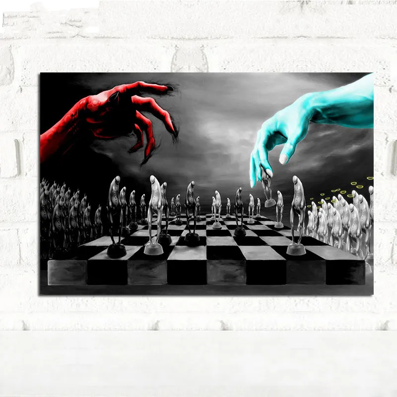 Full drill 5D Diy Diamond Painting Good and Evil for Chess 3D Diamond embroidery mosaic Pictures for for Kids Room Decoration_副本