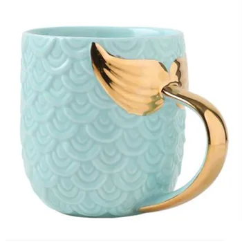 

400Ml Golden Mermaid Tail Ceramic Mug with Handle Creative Tea Coffee Milk Personalized Mugs Fishtail Cup Novelty Gifts