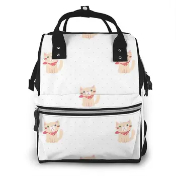 

Cartoon Cat With Dots Diaper Bag Mummy Maternity Baby Bags Travel Baby Nappy Changing Backpack Women Stroller Organizer