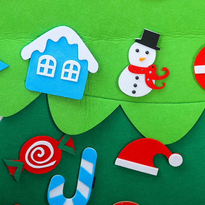 115*80cm DIY Nonwovens Velcro Puzzle Christmas Trees Xmas Decor Christmas Party Decor Happy New Year Kids Gift Toy Ornaments
