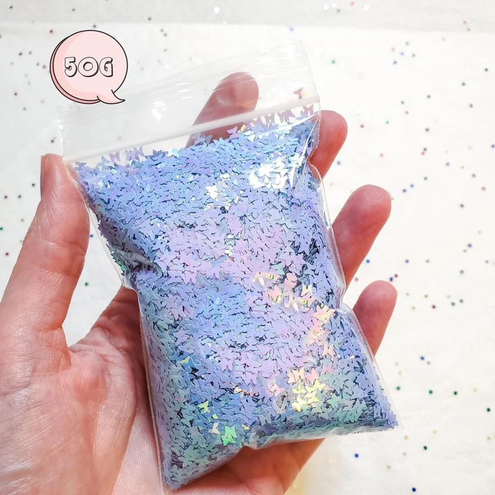 

50g Butterflies Light Blue "Opal Flutter" Sequins Nail Glitter Butterfly Glitter- Glitter Opal Color Shifting Butterfly Glitter