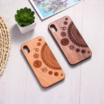 

Real Bamboo Engraved Cosmic Space Mandala Wood Phone Case Funda For iPhone 6 6S 6Plus 7 7Plus 8 8Plus XR X XS Max 11 Pro Max