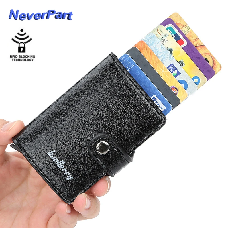 

Hasp Men Women Wallet Automatic RFID Blocking Leather Wallets Business ID Credit Card Holder Men Purse Female Bags Mini Purses