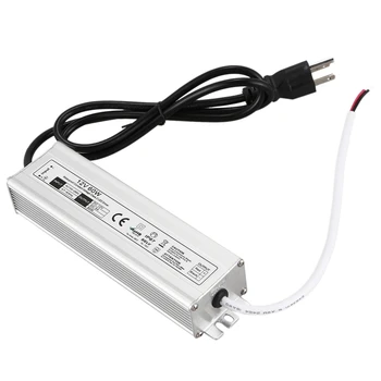 

LED Driver 60W Waterproof IP67 Power Supply Transformer Adapter 80V-265V with 3-Prong Plug 3.3 Feet Cable for LED Light, Compute
