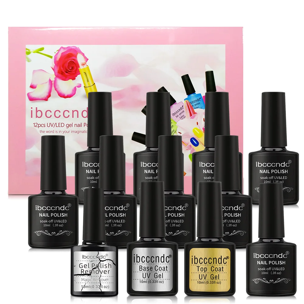 Ibcccndc 12 шт./компл. база лаки для ногтей УФ-гель для ногтей красочные био-Гели Soak Off стойкий Гель-лак Лаки! полупостоянная Гель-лак для ногтей 10