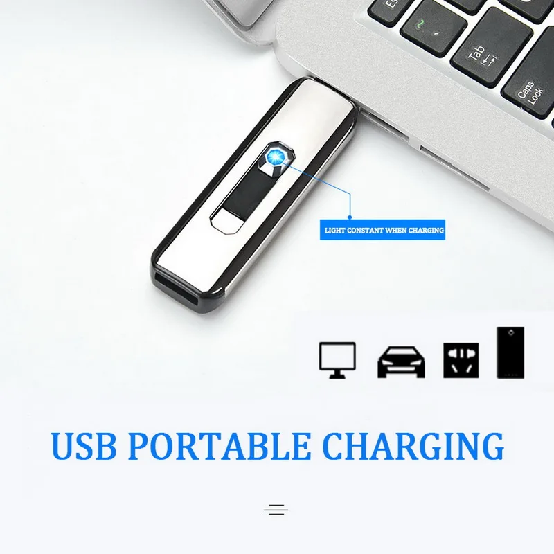 

New Mini Electroplating Electric Lighter Small Double Side Cigarette Lighter USB Recharging Windproof Portable Lighter