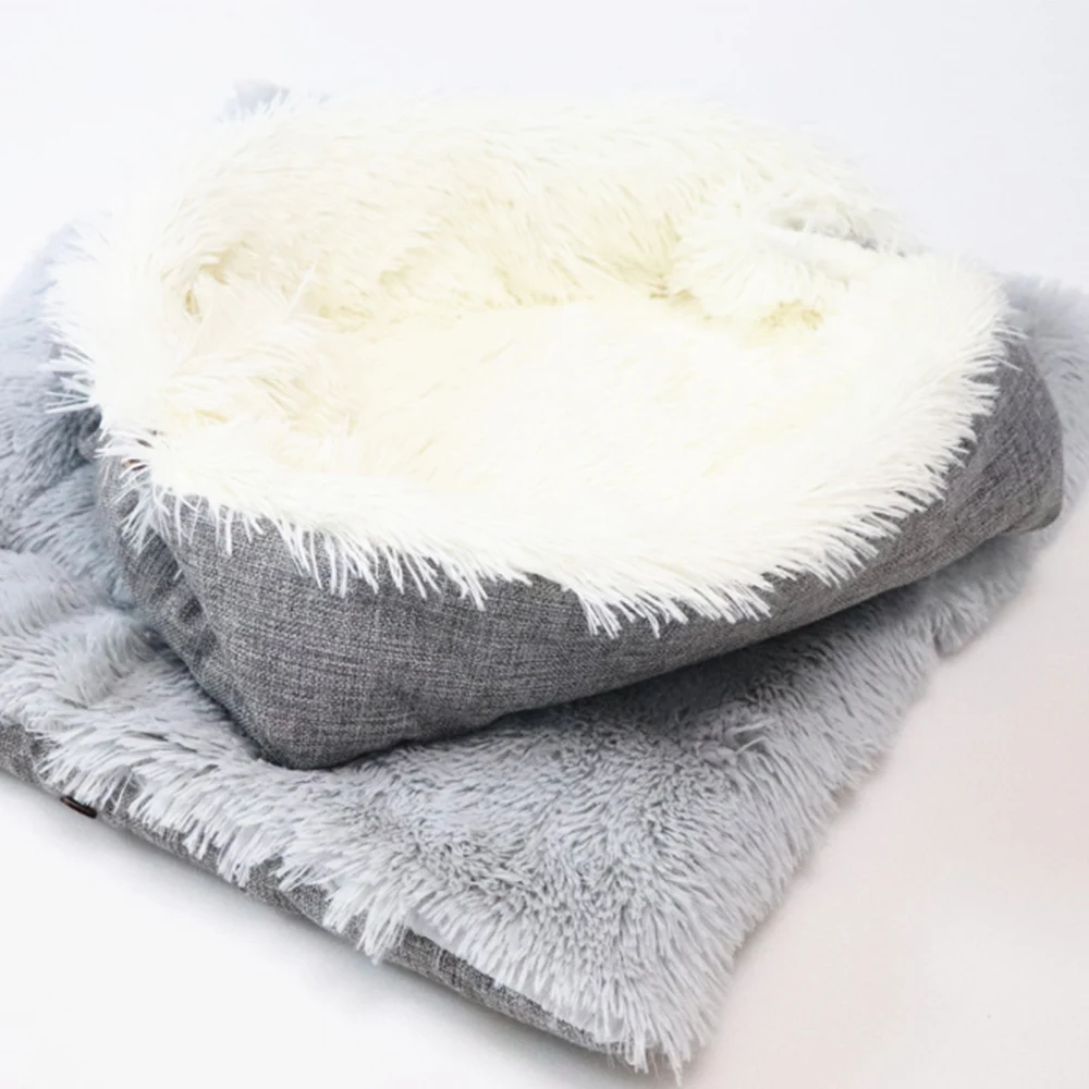 

Plush Bed Dual Use Pet Bed Cat Small Dog Fluffy Plush Pet Blankets Winter Warm Sleeping Soft Mat Puppy Pet Bed Mattress