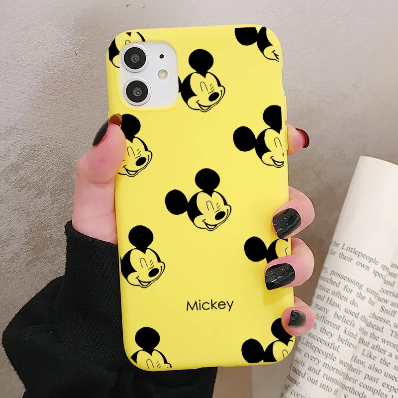 P2Yellow Чехол для телефона iPhone 11 Pro XR X Xs Max 8 7 6 Plus 6S 5S SE матовый Силиконовый чехол с мультяшной мышкой мягкая задняя крышка - Цвет: P2Yellow