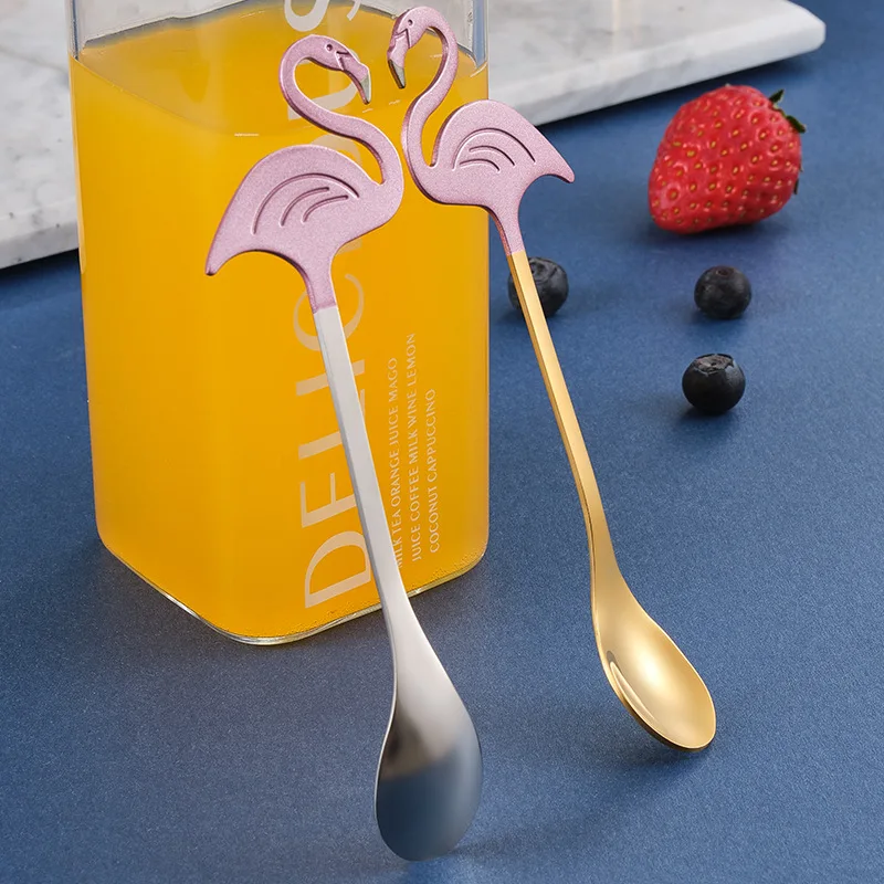 Stainless Steel Flamingo Coffee Scoop Tableware Cute Ice Cream Teaspoons Stirring Spoon