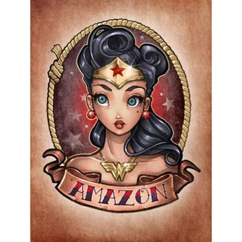 

5D DIY diamond painting Cartoon Wonder woman Full Drill Embroidery Cross Stitch Needlework Mosaic Crafts Kit Home Decor Gift