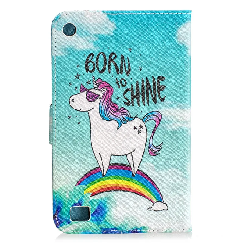 Чехол для планшета для Funda Amazon Kindle Fire HD 7 чехол Kawaii Единорог кошка щенок кожаный чехол для всех новых Fire 7 9th поколения