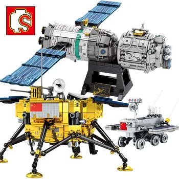

SEMBO 804PCS Space Tank Manned Spacecraft Building Blocks City Lunar Lander Aerospace Astronaut Figures Satellite Bricks Toys