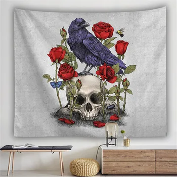 

Punk Skull Painting Pattern Tapestry Polyester Wall Hanging Beach Picnic Yoga Rug Mat Home Decor Crafts
