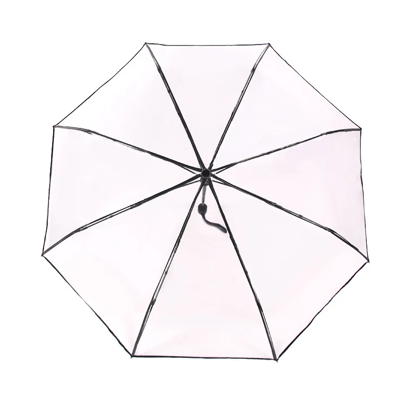 Transparent Folding Non-automatic Umbrella Men Women Ripple Edge Business Rain Umbrella Parasol