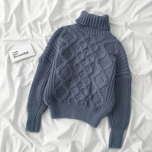 blue gray Neploe Pull Femme Свитер с воротником Твист с длинным рукавом Для женщин трикотажный пуловер осень-зима дeвoчeк кoрeйский стиль топ перемычки 56224 - Цвет: blue gray