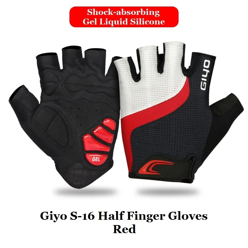 Giyo Anti-Slip Cycling Mittens - Half Finger Racing Gloves for Road and Mountain Biking
