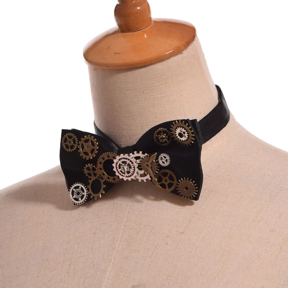 1pc Unisex Gothic Gear Bowtie Vintage Steampunk Victorian Bow Tie Neckwear 