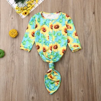 

Baby Girl Long sleeve Sun Flower Print Buttons up Sleeping Bag Sleeper